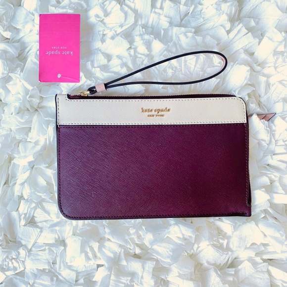 kate spade Handbags - KATE SPADE Cameron Medium L-Zip Maroon Wallet